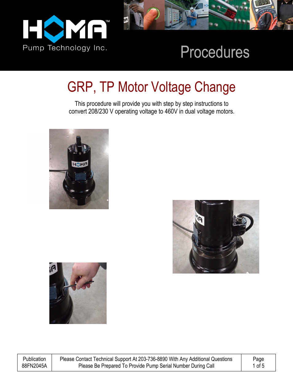 HOMA GRP TP Motor Voltage Change User Manual | 5 pages