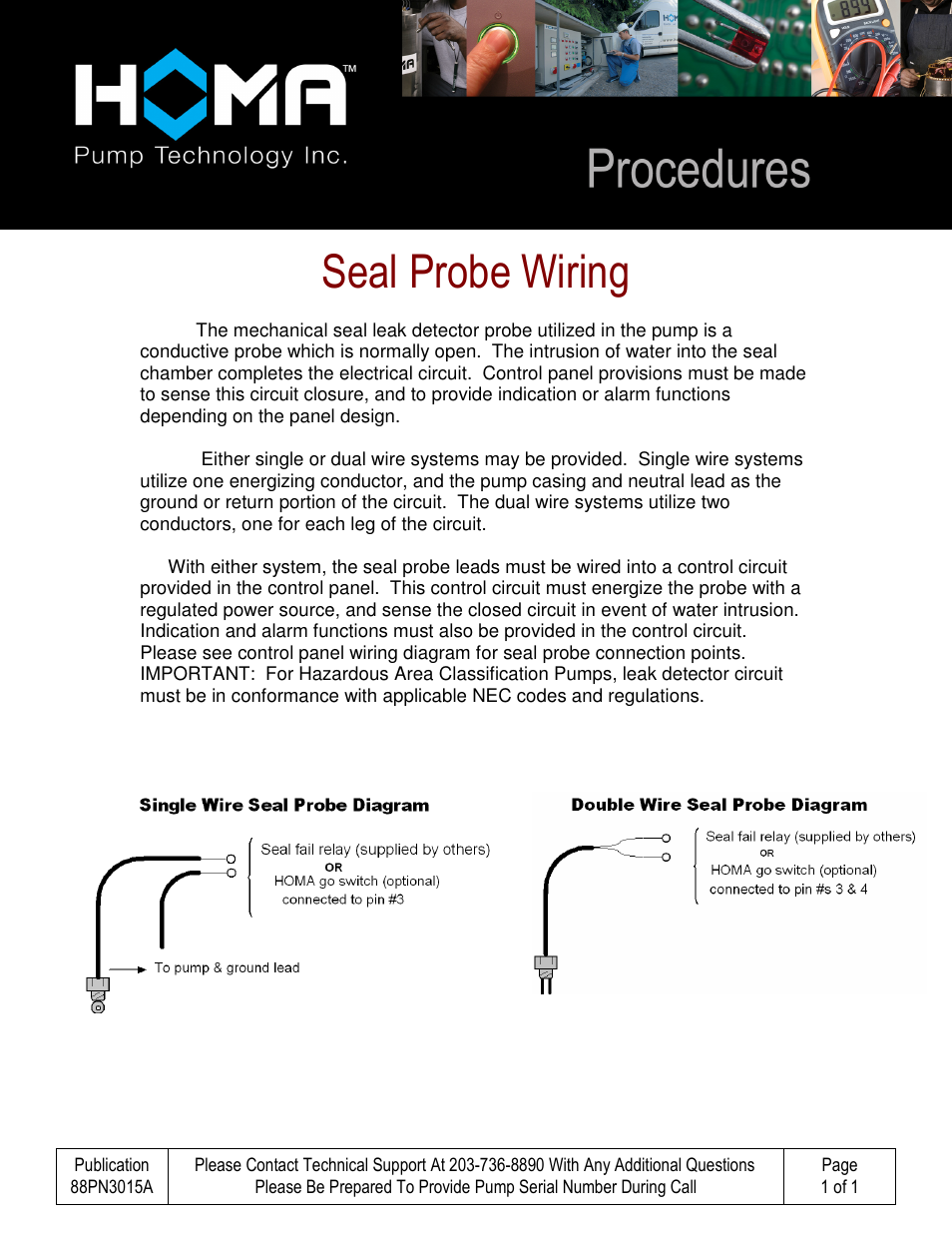 HOMA External Seal Probe Wiring User Manual | 1 page