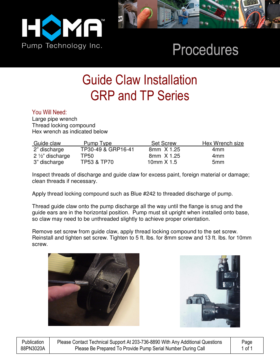HOMA Guide Claw Installation GRP TP Series User Manual | 1 page