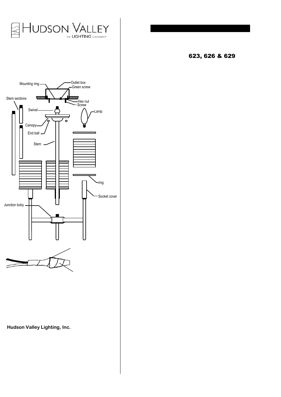 Instruções de instalação | Hudson Valley Lighting ABERDEEN 623 User Manual | Page 2 / 2