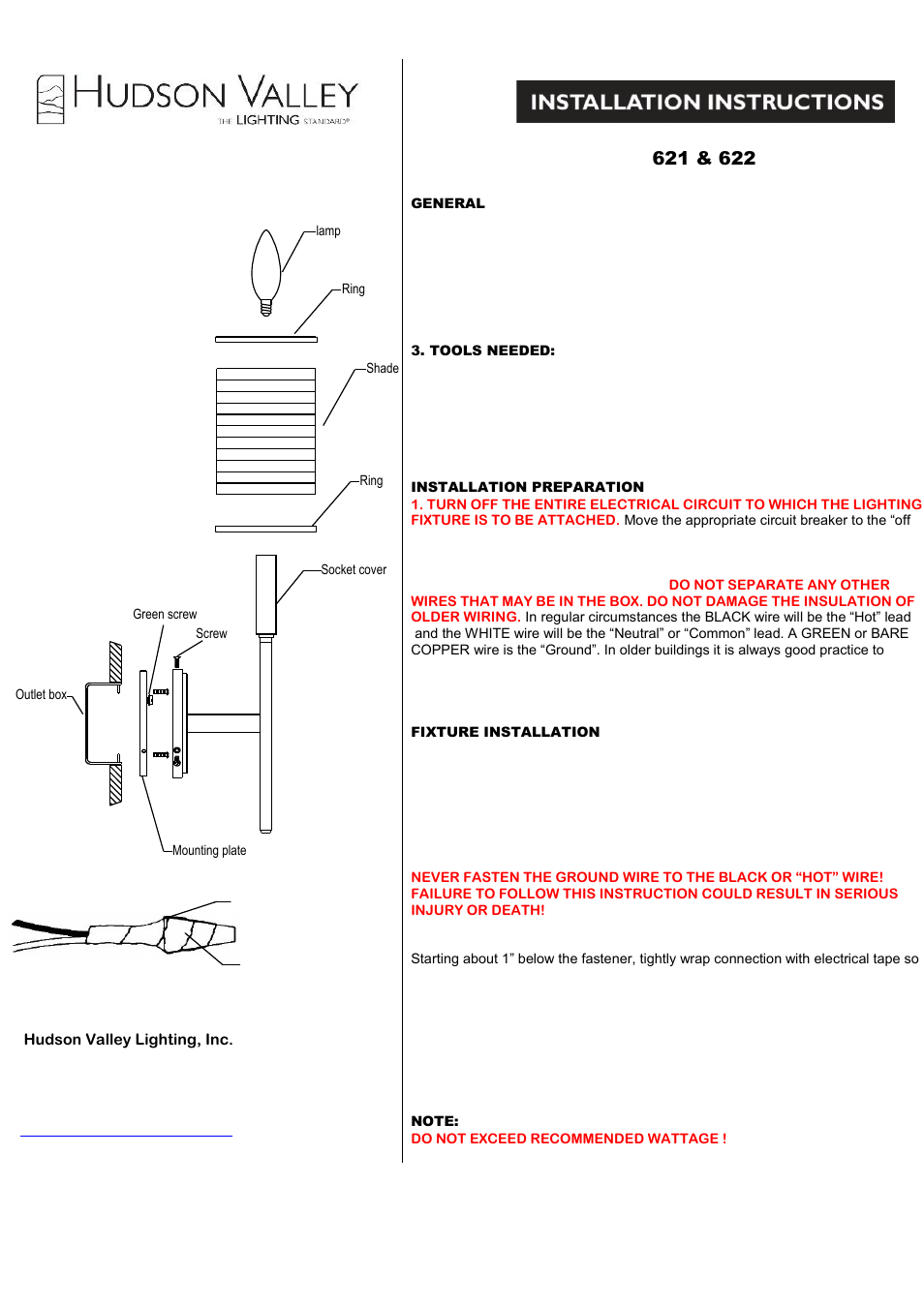 Hudson Valley Lighting ABERDEEN 621 User Manual | 2 pages