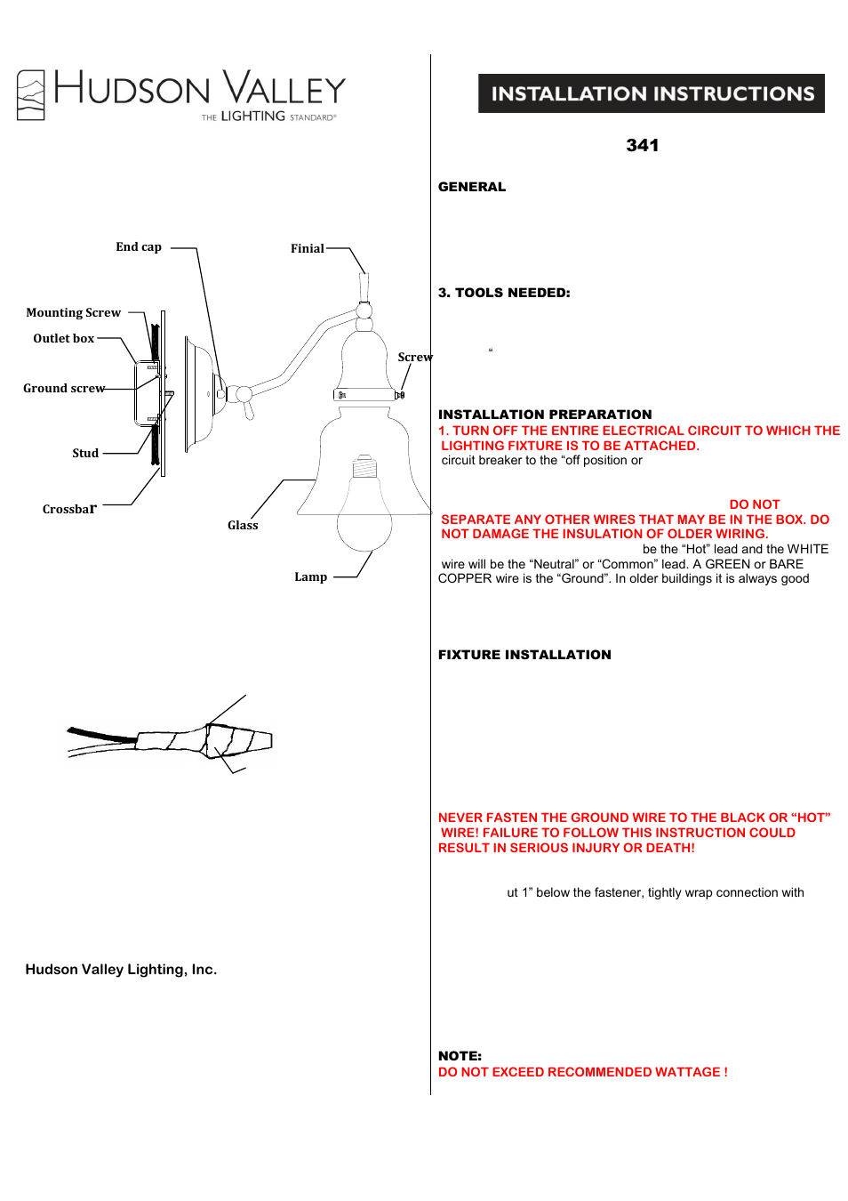 Hudson Valley Lighting ADJUSTABLES 341 User Manual | 3 pages