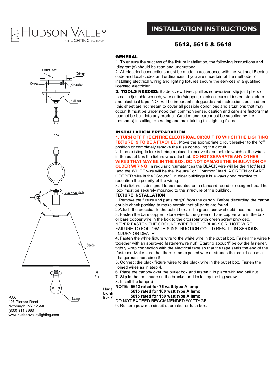 Hudson Valley Lighting ALTAMONT 5615 User Manual | 1 page