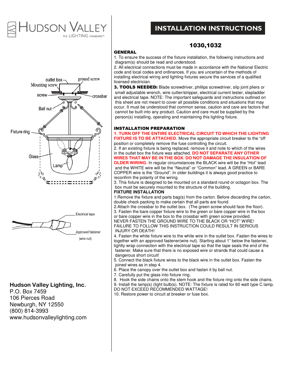 Hudson Valley Lighting AMENIA 1030 User Manual | 1 page