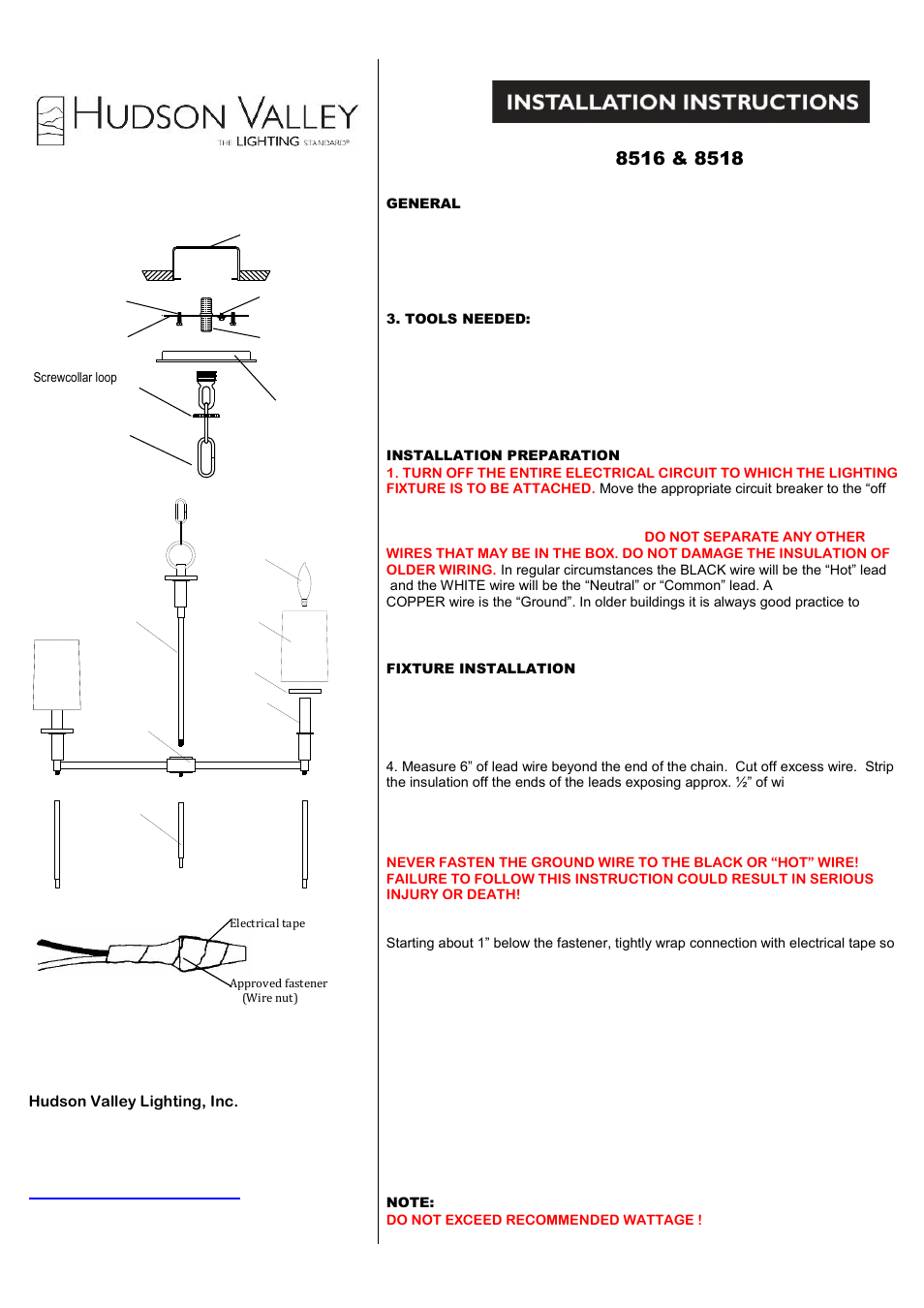 Hudson Valley Lighting AMHERST 8516 User Manual | 1 page