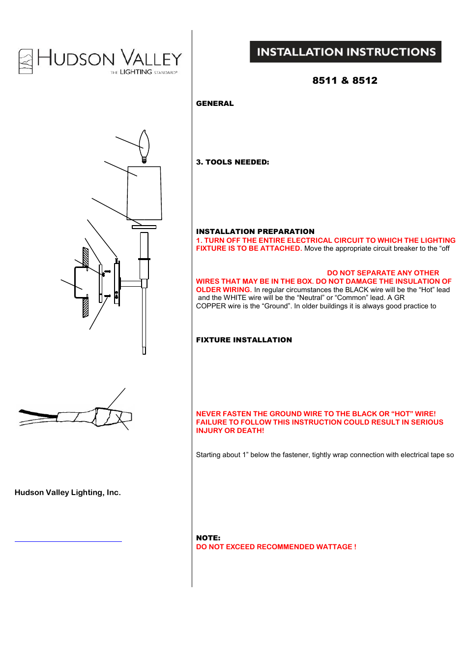 Hudson Valley Lighting AMHERST 8511 User Manual | 1 page