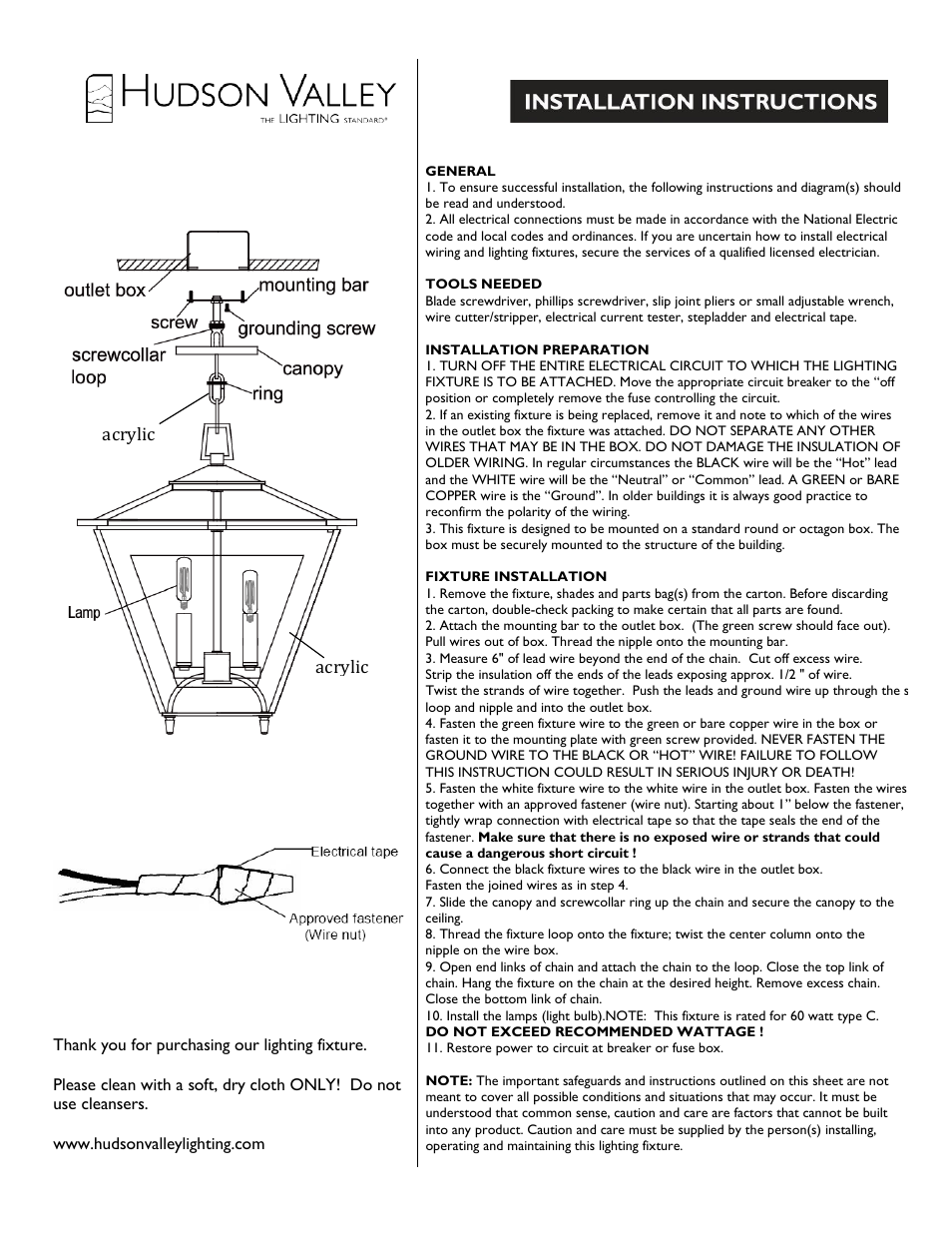Hudson Valley Lighting ANDOVER 7419 User Manual | 1 page