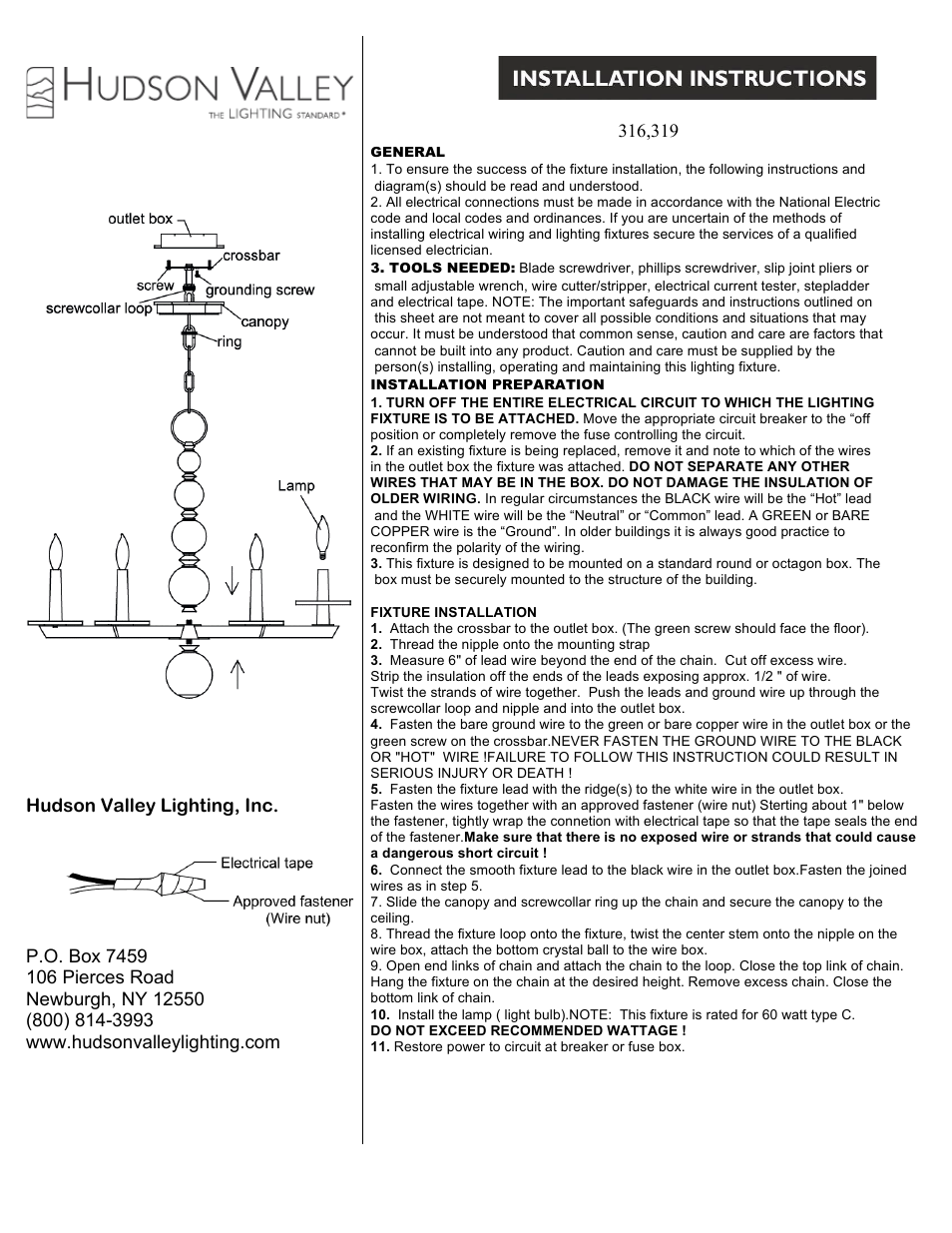 Hudson Valley Lighting ASHLEY 316 User Manual | 1 page