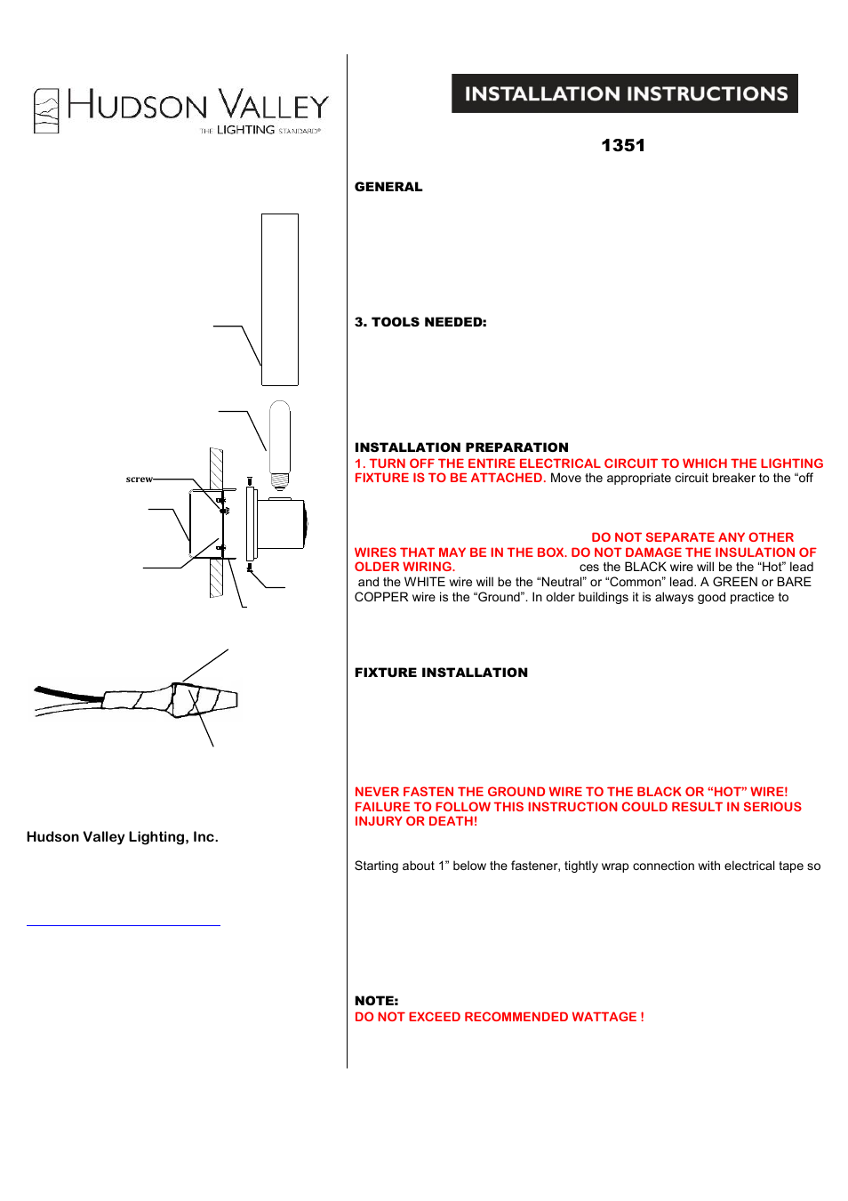 Hudson Valley Lighting AUBURN 1351 User Manual | 1 page