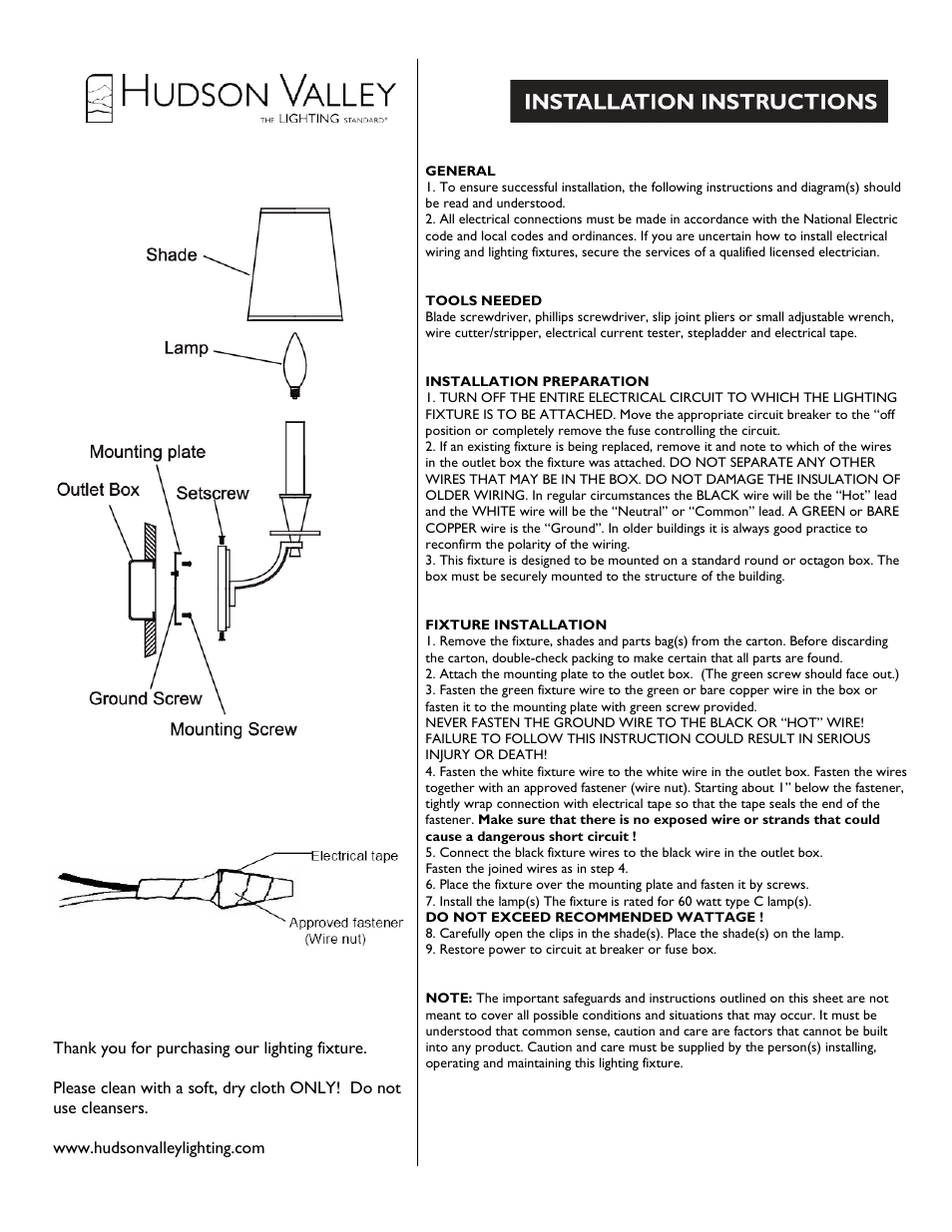 Hudson Valley Lighting AVALON 6211 User Manual | 1 page