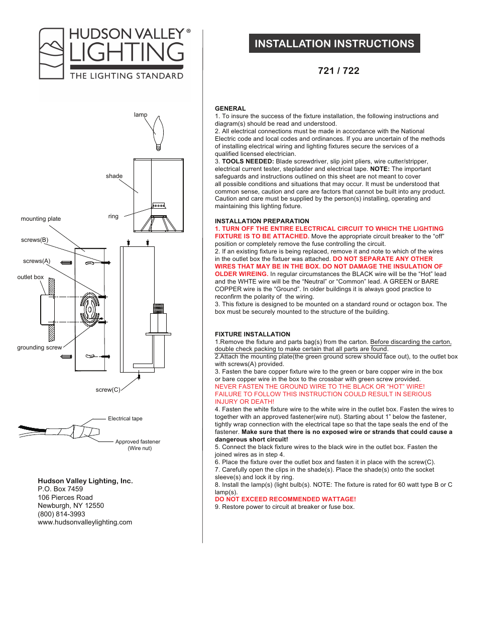 Hudson Valley Lighting BALDWIN 721 User Manual | 1 page