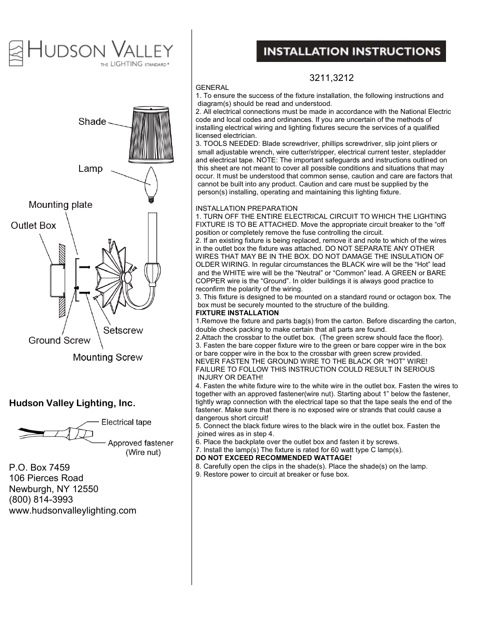 Hudson Valley Lighting BARTON 3211 User Manual | 1 page