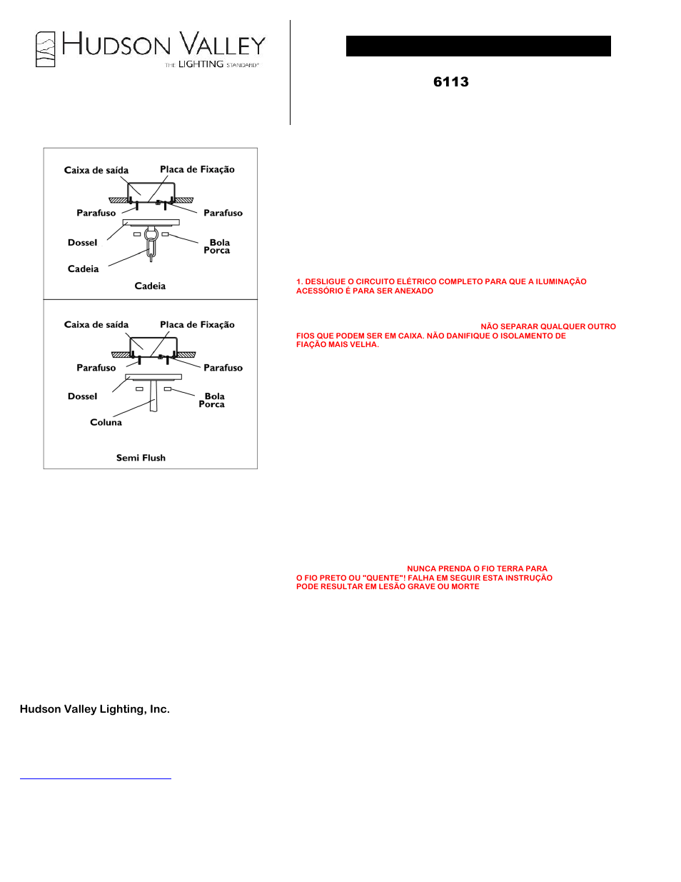 Hudson Valley Lighting BASKING RIDGE 6113 User Manual | 4 pages