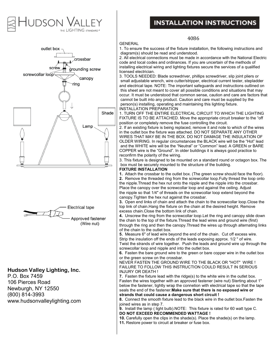 Hudson Valley Lighting BETHESDA 4086 User Manual | 1 page