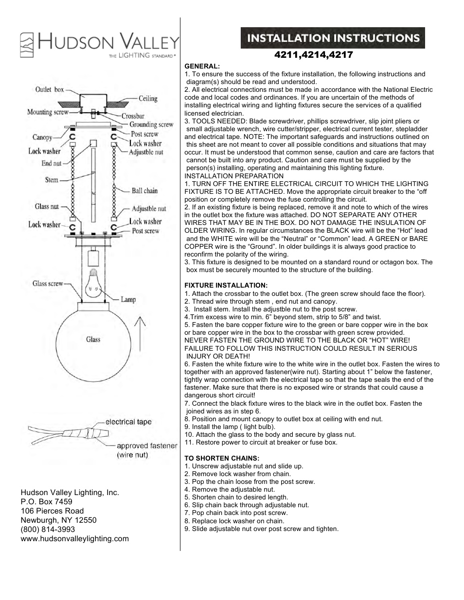 Hudson Valley Lighting BLAINE 4214 User Manual | 1 page