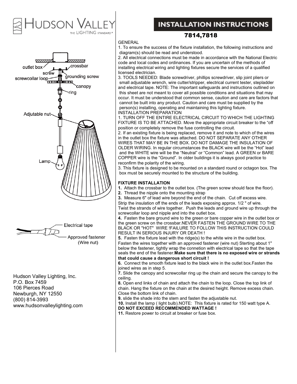 Hudson Valley Lighting BLAKE 7814 User Manual | 1 page