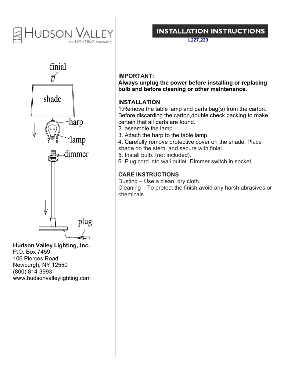Hudson Valley Lighting BURKE L229 User Manual | 1 page