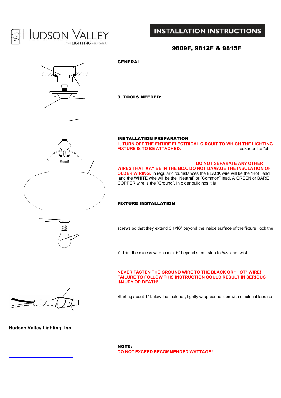 Hudson Valley Lighting CANTON 9815F User Manual | 1 page