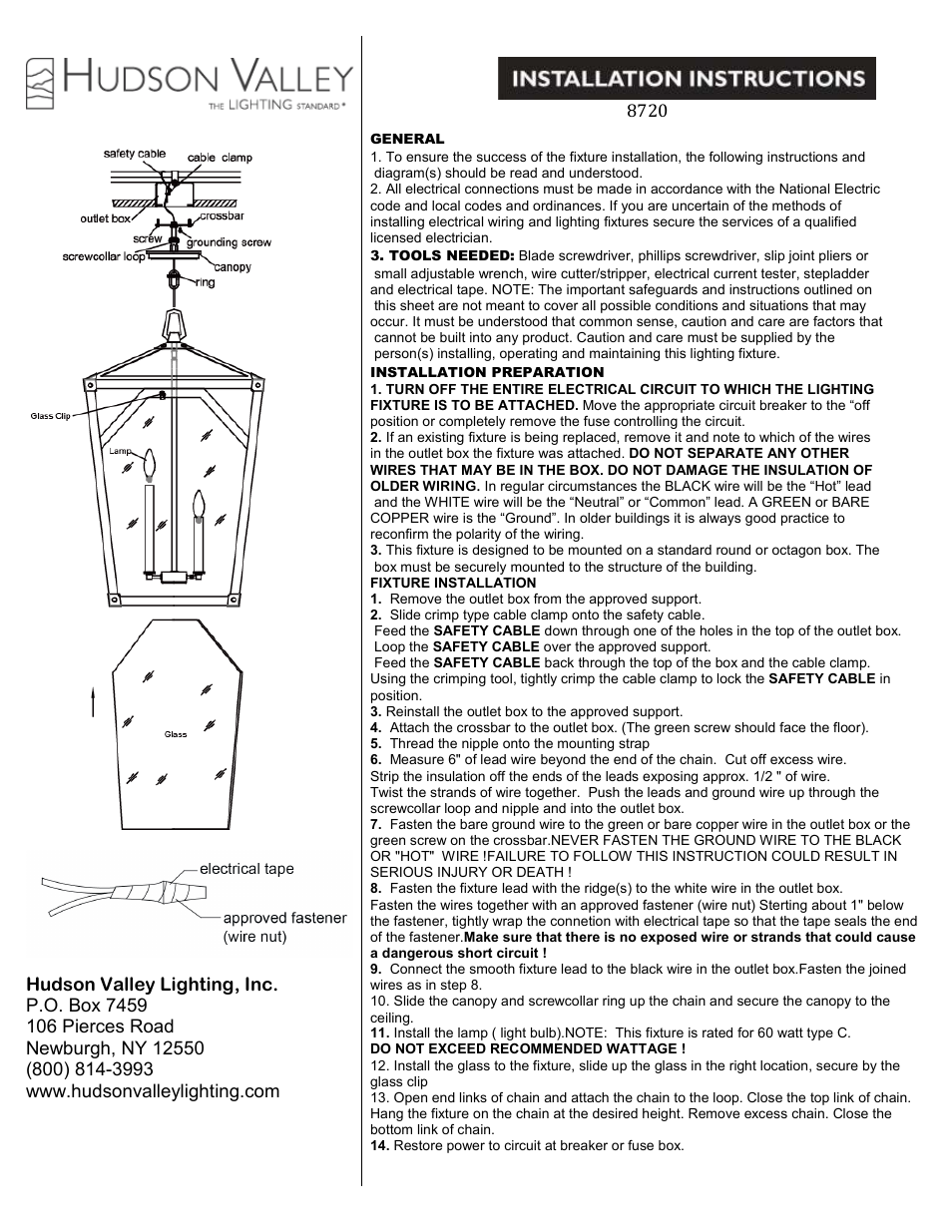 Hudson Valley Lighting CARLISLE 8720 User Manual | 1 page