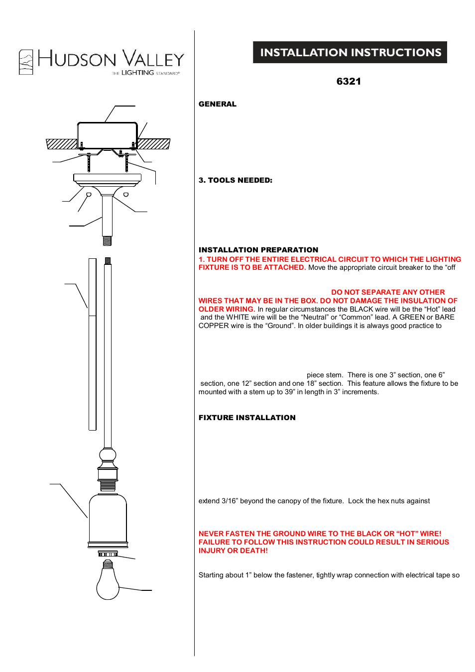 Hudson Valley Lighting CHATHAM 6321 User Manual | 2 pages