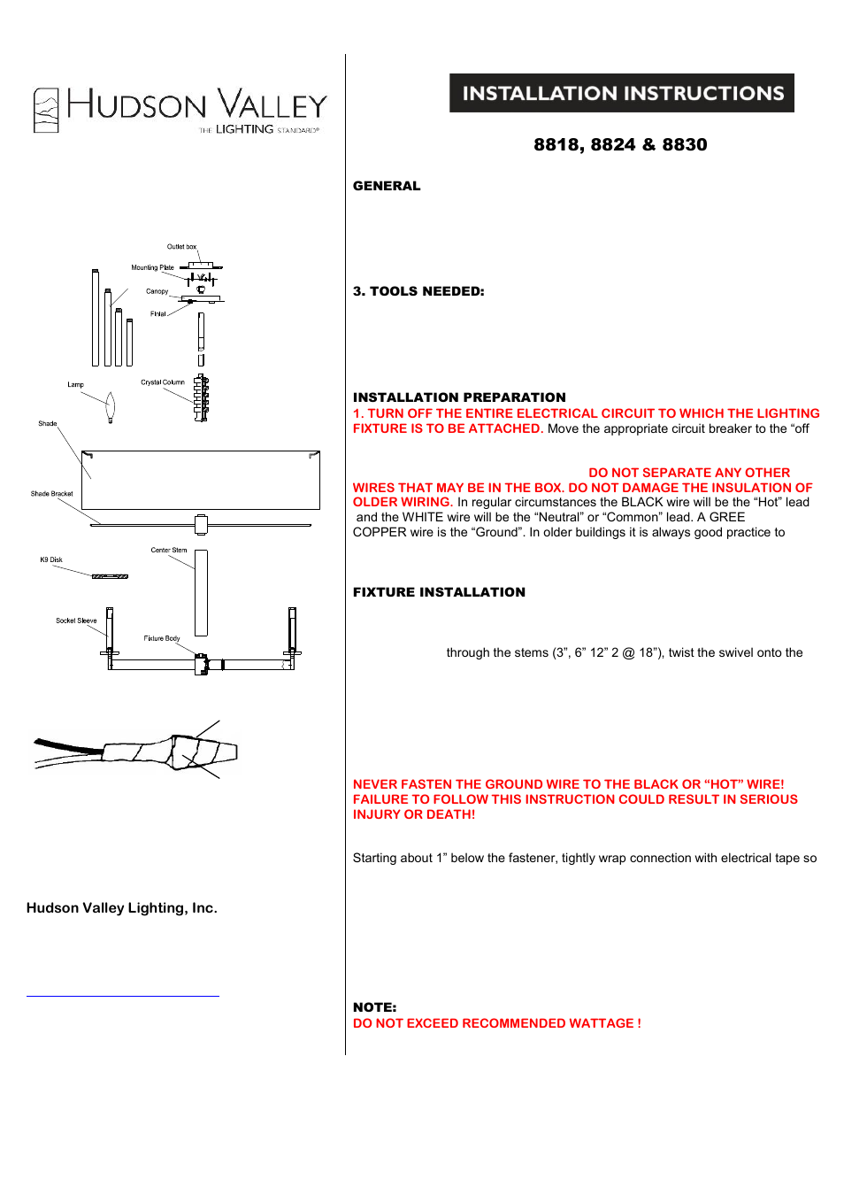 Hudson Valley Lighting CHELSEA 8824 User Manual | 1 page