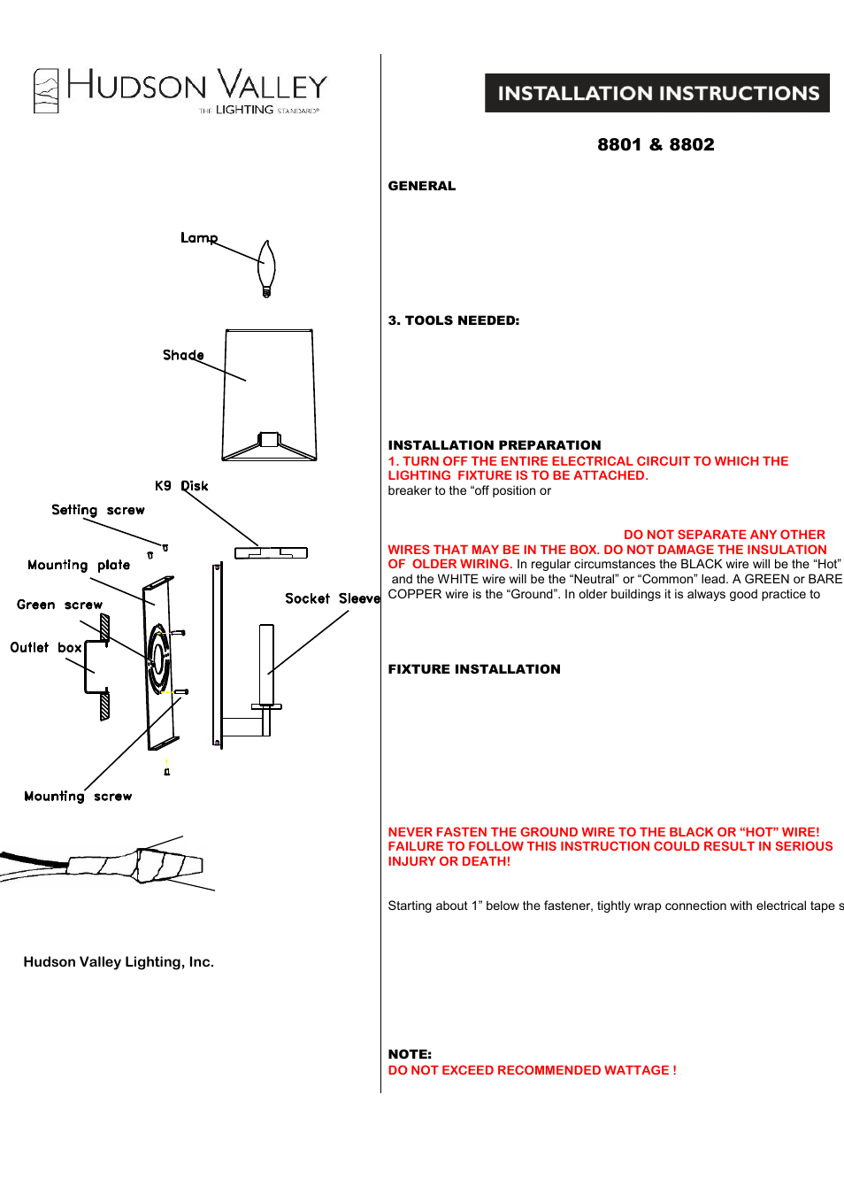 Hudson Valley Lighting CHELSEA 8802 User Manual | 1 page