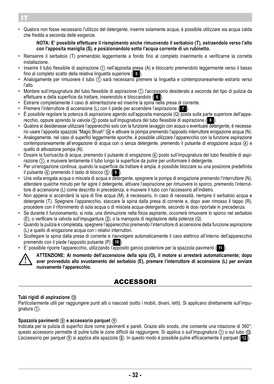 32 - it, Accessori | ARIETE Twin Aqua Power 4242 User Manual | Page 34 / 38