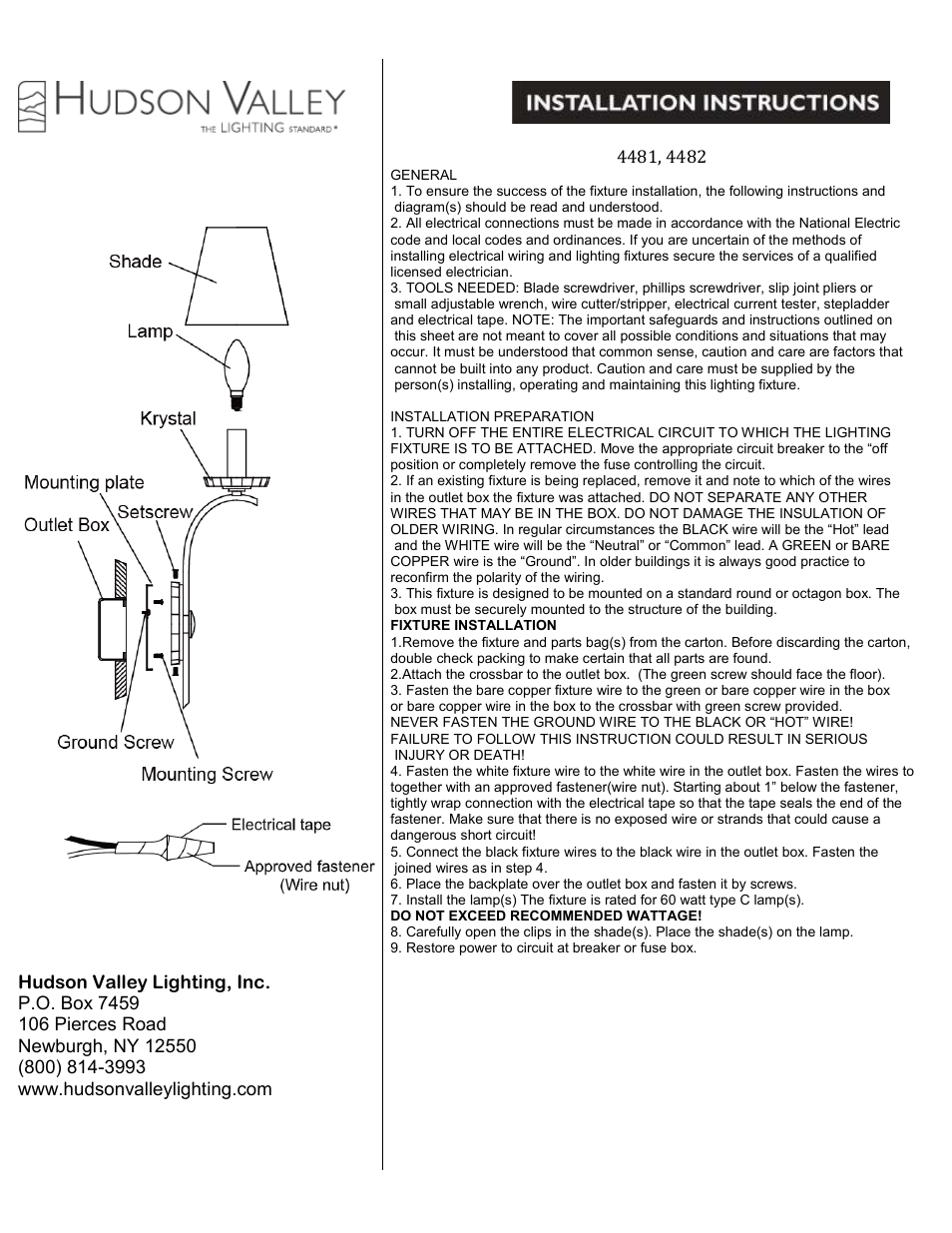 Hudson Valley Lighting CLYDE 4482 User Manual | 1 page