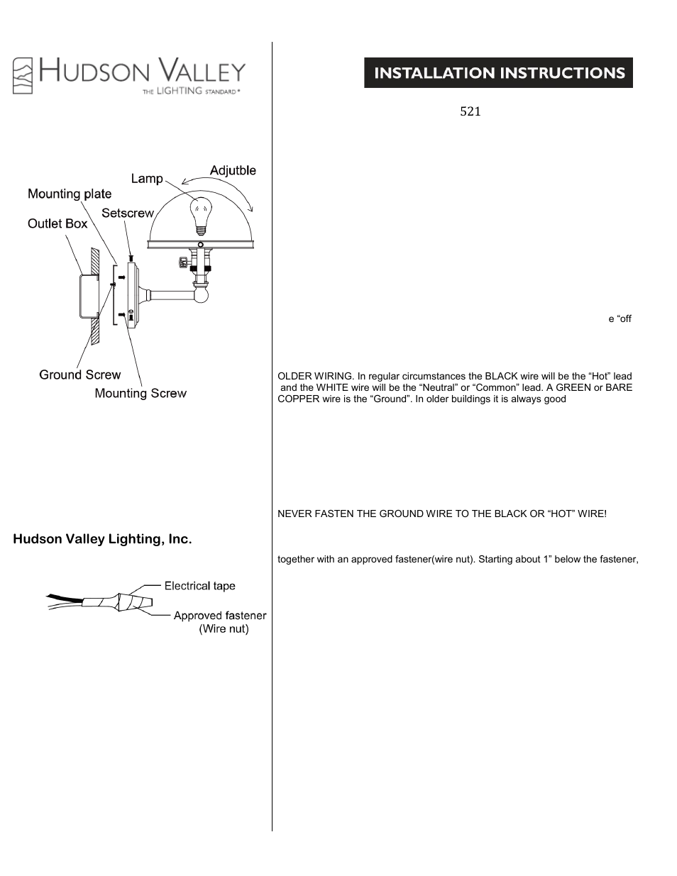 Hudson Valley Lighting COVINGTON 521 User Manual | 1 page