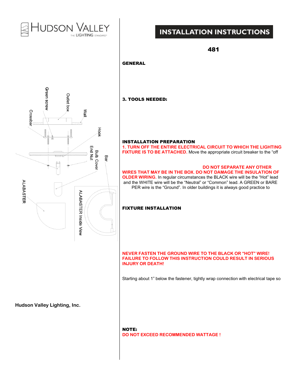 Hudson Valley Lighting DALTON 481 User Manual | 3 pages