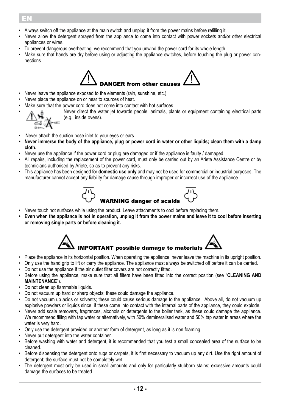 12 - en | ARIETE New Hot Aqua Power User Manual | Page 14 / 38