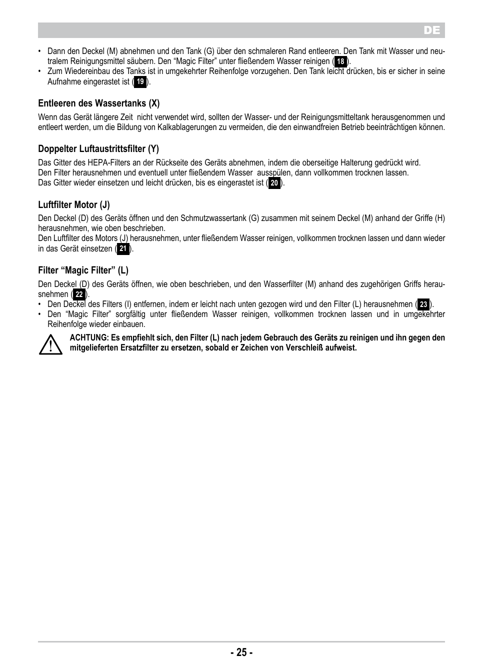 It - 25 - de | ARIETE New Hot Aqua Power User Manual | Page 27 / 38