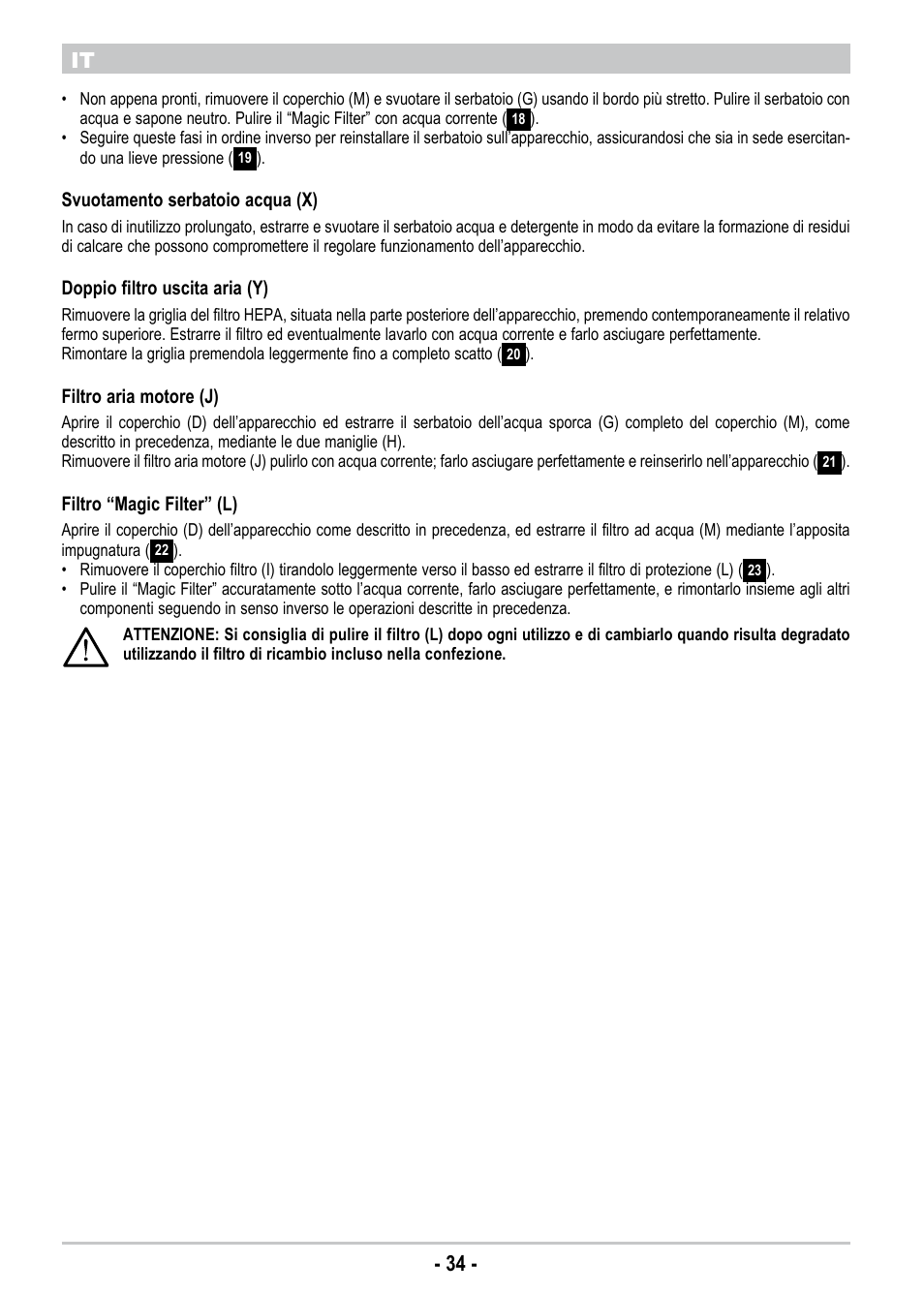 34 - it | ARIETE New Hot Aqua Power User Manual | Page 36 / 38