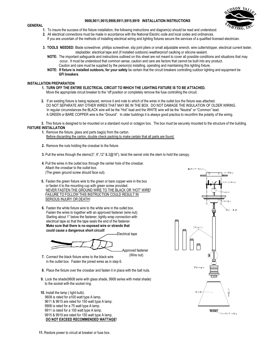 Hudson Valley Lighting DARIEN 9919 User Manual | 1 page