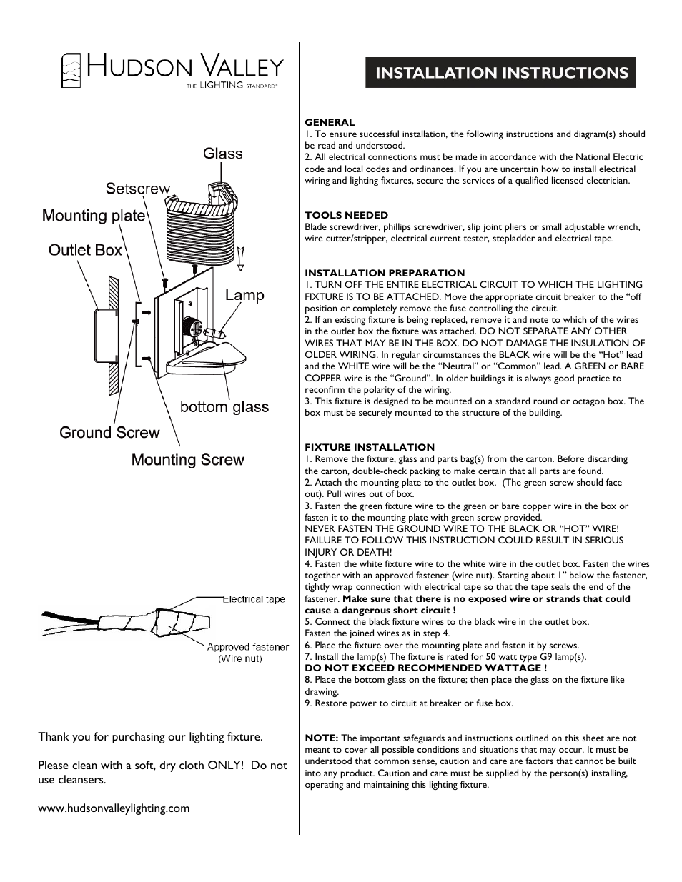 Hudson Valley Lighting DENNING 5191-5194 User Manual | 1 page