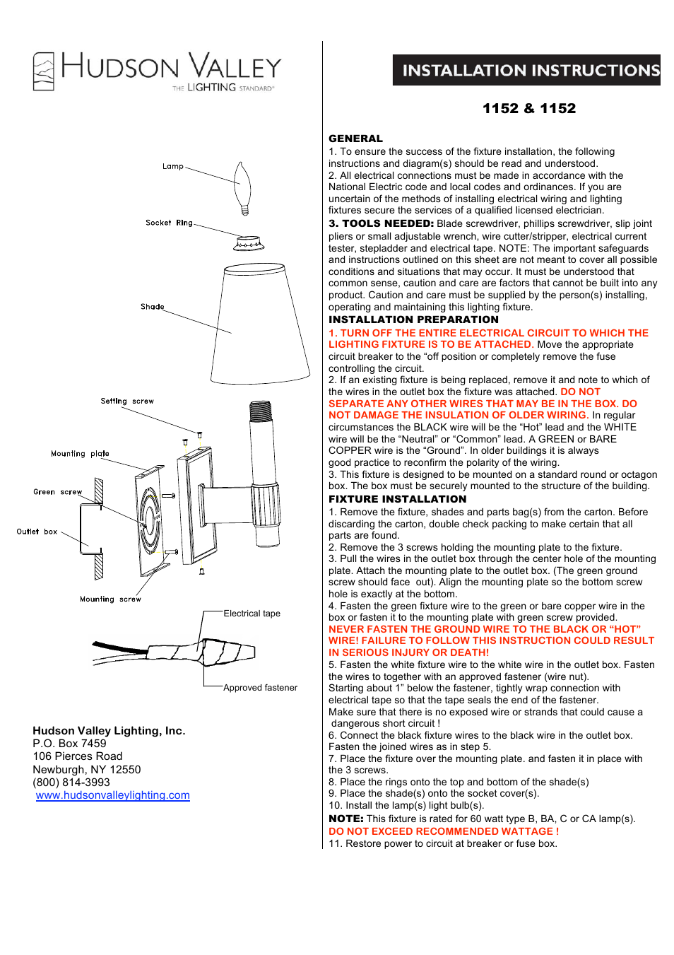 Hudson Valley Lighting DRUID HILLS 1152 User Manual | 2 pages