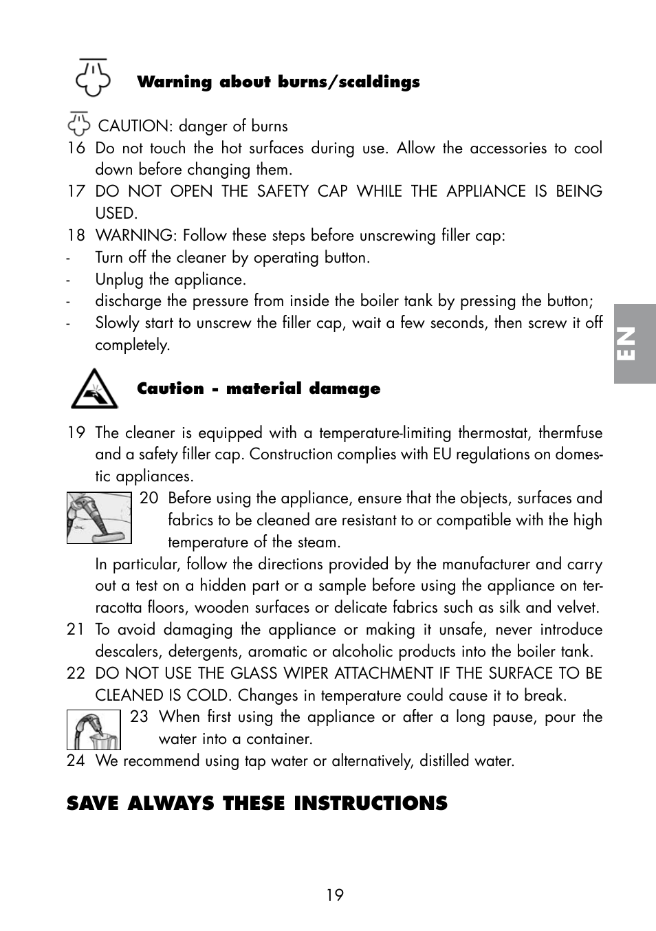 Save always these instructions | ARIETE Multivapori XL 4214 User Manual | Page 20 / 55