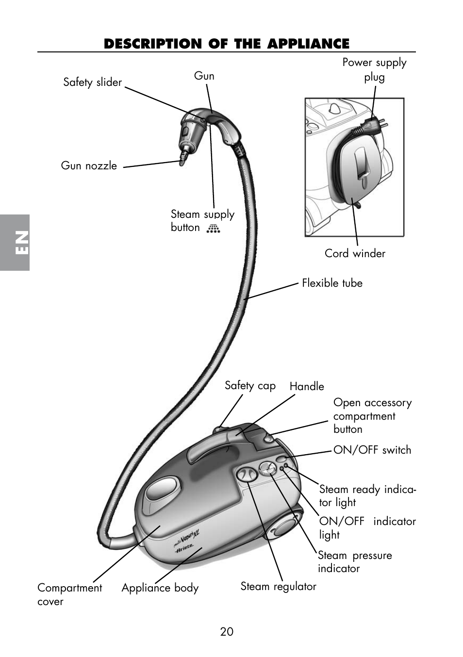 Description of the appliance | ARIETE Multivapori XL 4214 User Manual | Page 21 / 55