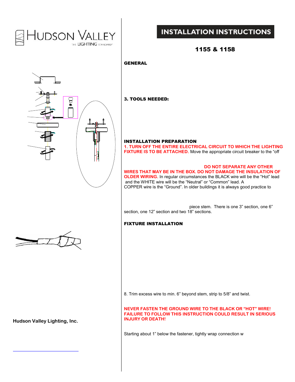 Hudson Valley Lighting DRUID HILLS 1155 User Manual | 2 pages