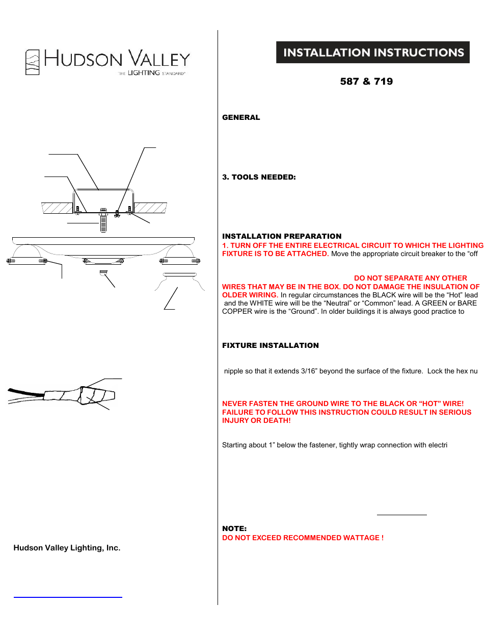 Hudson Valley Lighting EDISON COLLECTION 719 User Manual | 2 pages