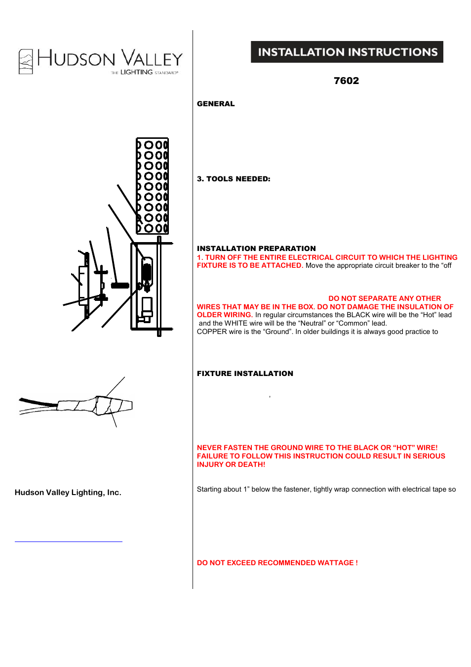 Hudson Valley Lighting ESOPUS 7602 User Manual | 1 page
