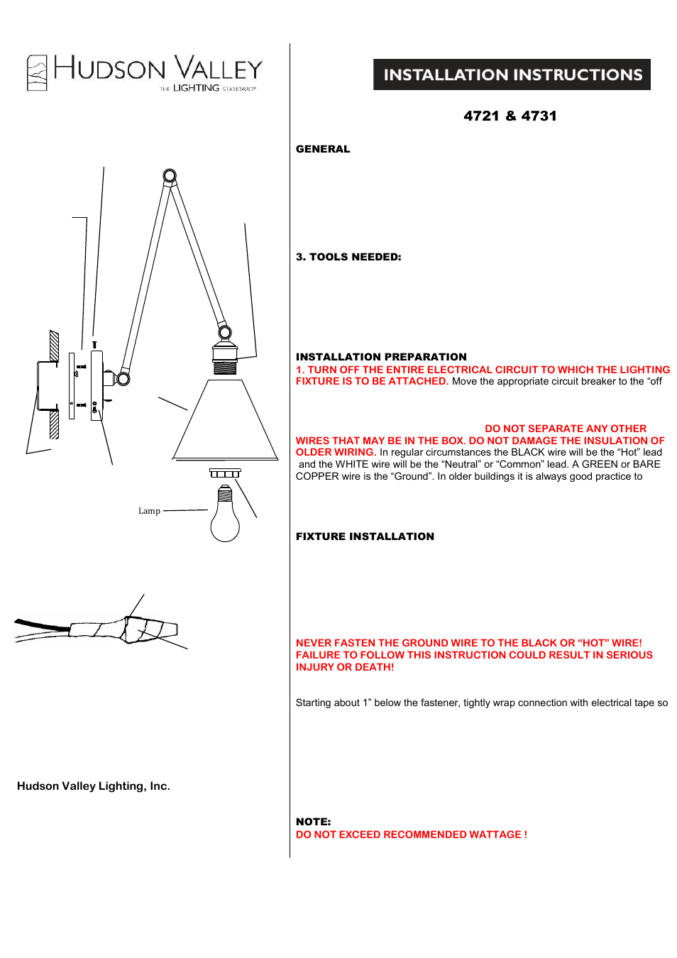Hudson Valley Lighting EXETER 4731 User Manual | 1 page