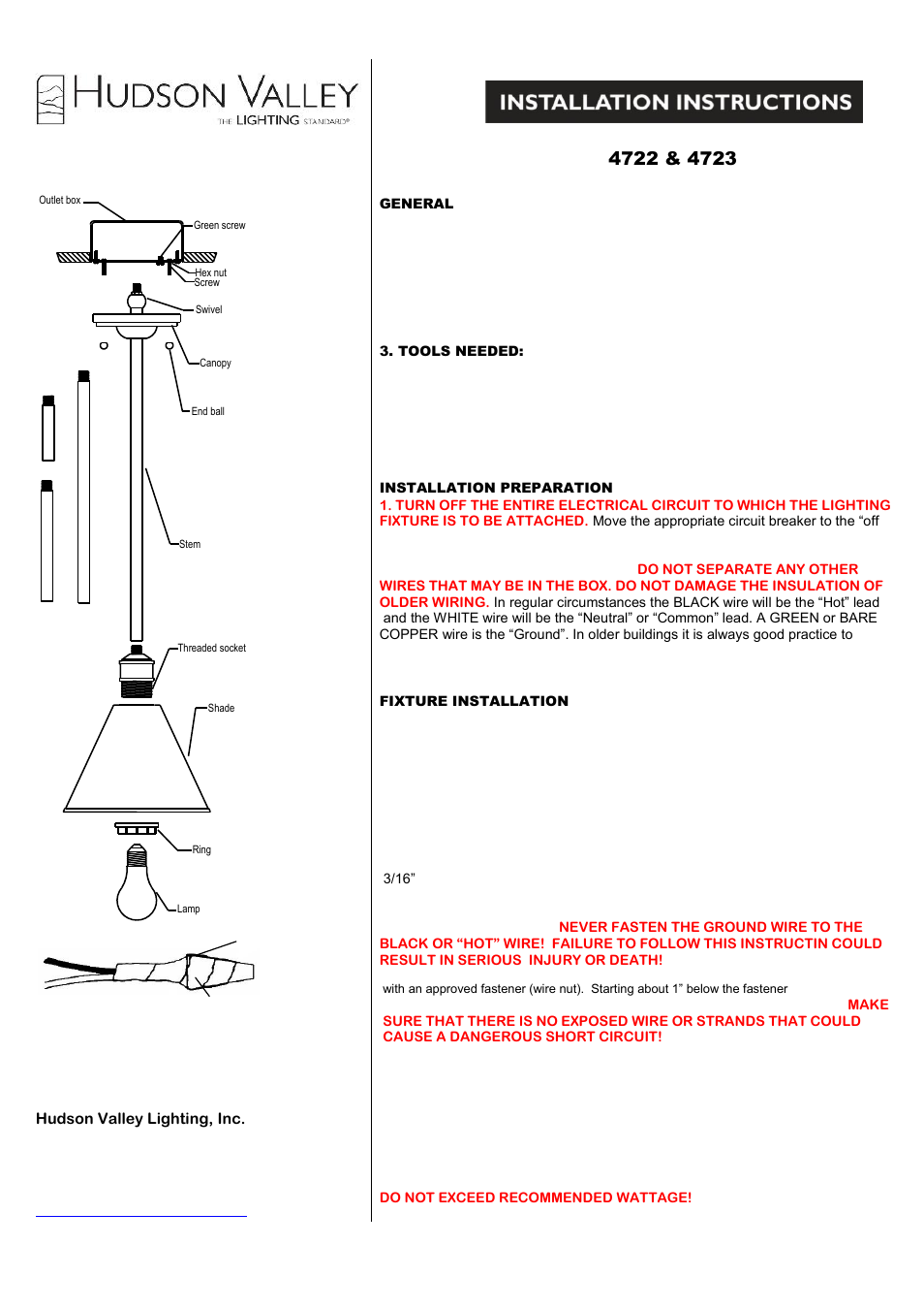 Hudson Valley Lighting EXETER 4723 User Manual | 1 page