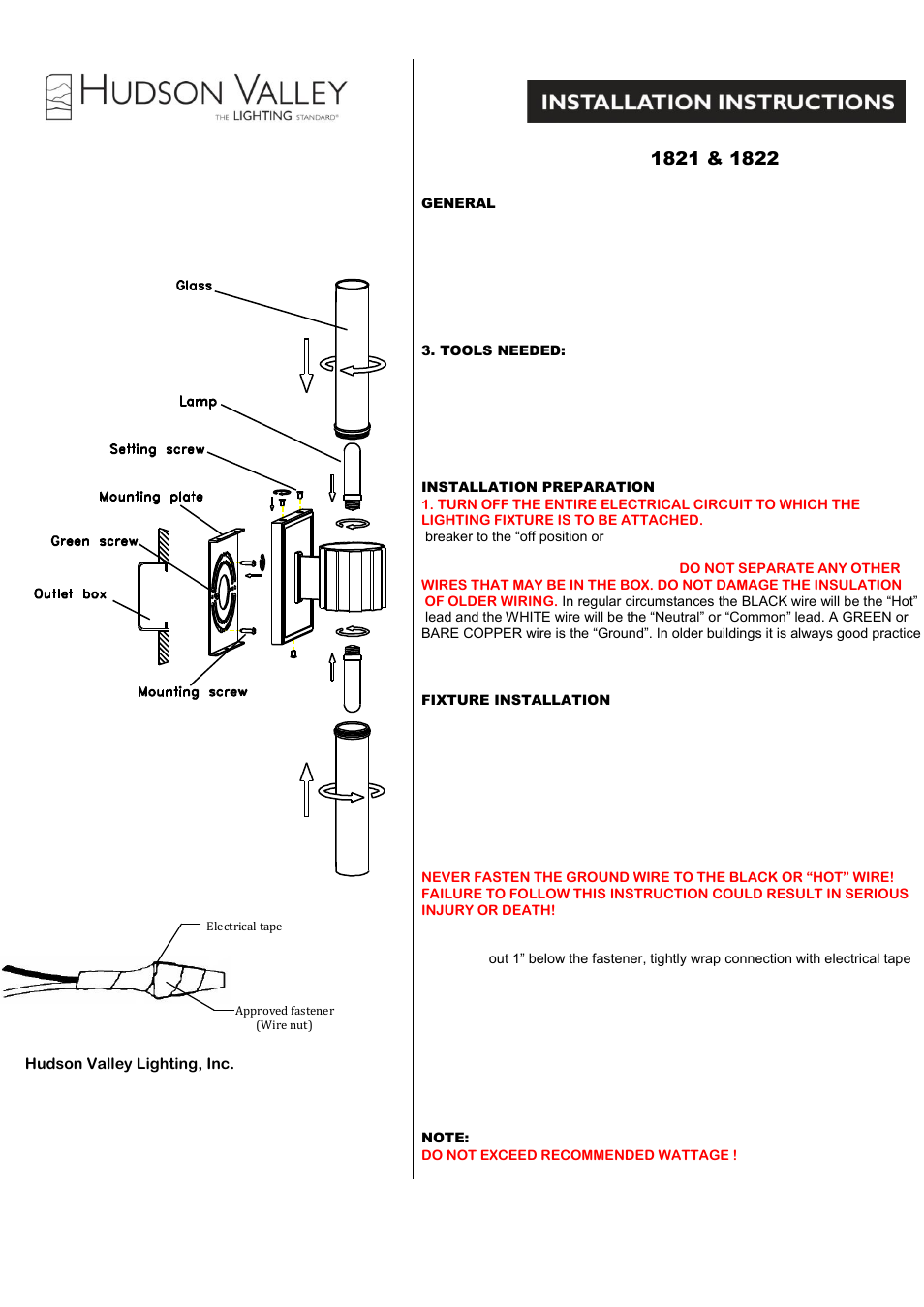 Hudson Valley Lighting FULTON 1822 User Manual | 2 pages