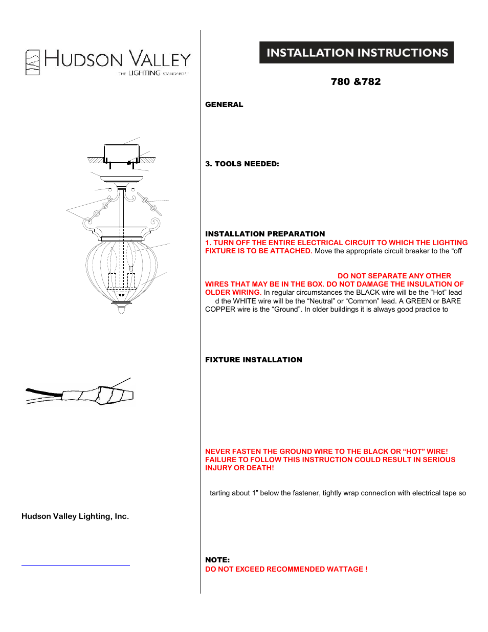 Hudson Valley Lighting GARDNER 782 User Manual | 1 page