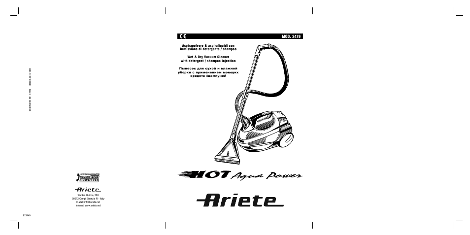 ARIETE Hot Aqua Power 2479 User Manual | 42 pages