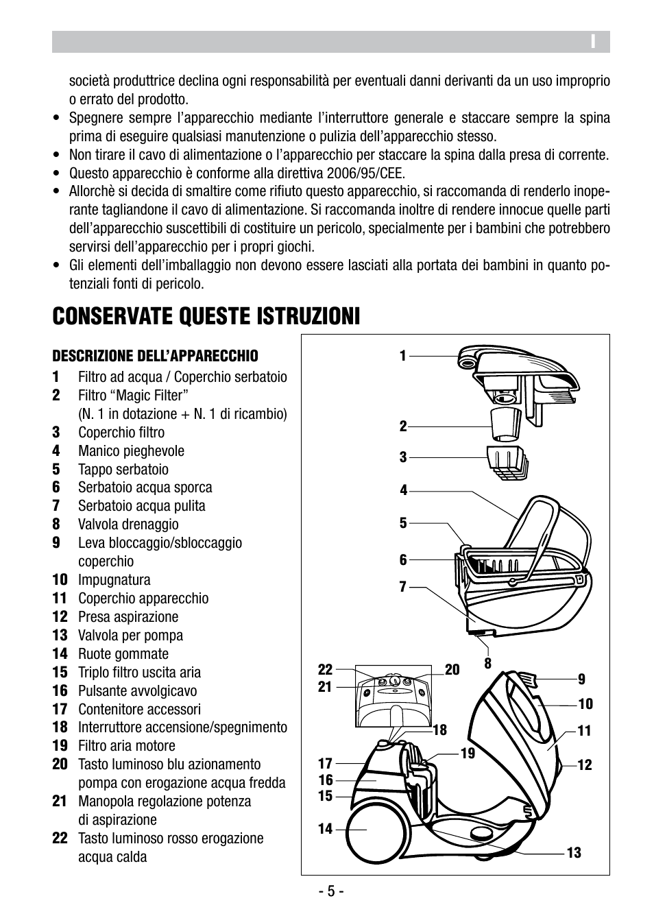 Conservate queste istruzioni | ARIETE Hot Aqua Power 2479 User Manual | Page 7 / 42