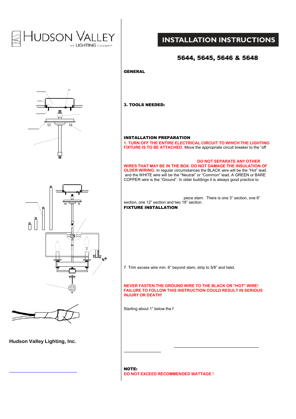 Hudson Valley Lighting GRESHAM PARK 5648 User Manual | 1 page