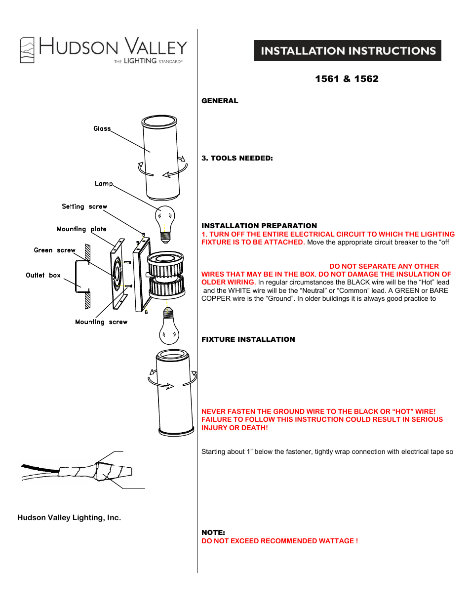 Hudson Valley Lighting HARPER 1562 User Manual | 2 pages