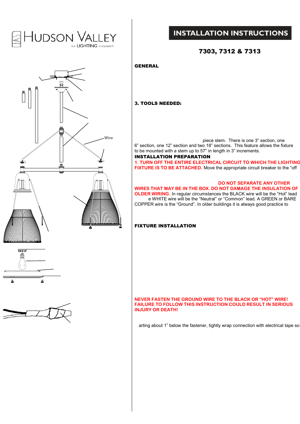 Hudson Valley Lighting HAVERHILL 7312 User Manual | 3 pages